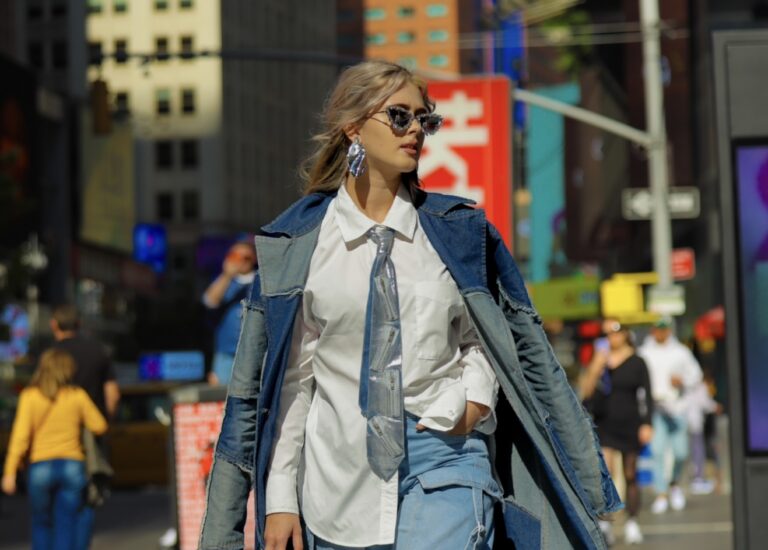 Walking in Times Square